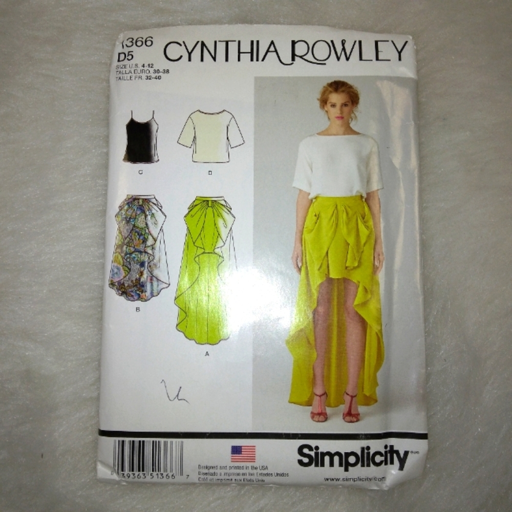SIMPLICITY 1366 SZ 4-12 Misses skirt in 2 lengths and 2 tops, new and un…